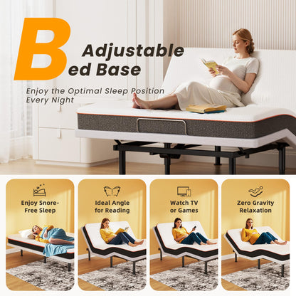 Yireehome Full Adjustable Bed Frame with Massage Adjustable Bed Base with Wireless Remote USB PortsX2 Underbed Light Zero Gravity Height Adjustable Legs