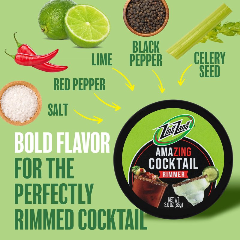 Zing Zang Cocktail Salt Rimmer, Glass Rimming Salt for Cocktails, Bold Bloody Mary Flavor, 3 oz (Pack of 1)