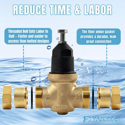 2026 Upgrade 1" Water Pressure Reducing Valve Replace for Zurn Wilkins 1-NR3XL 1" NR3XL Pressure Reducing Valve, Stainless Steel Strainer Screen, House Water Pressure Regulator with Teflon Tape