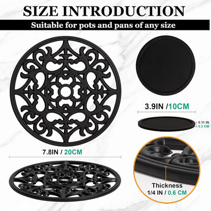 Studio Cornelia's 6 Decorative Heat Resistant Silicone Trivet Mats for Hot Pots and Dishes + 4 Coasters