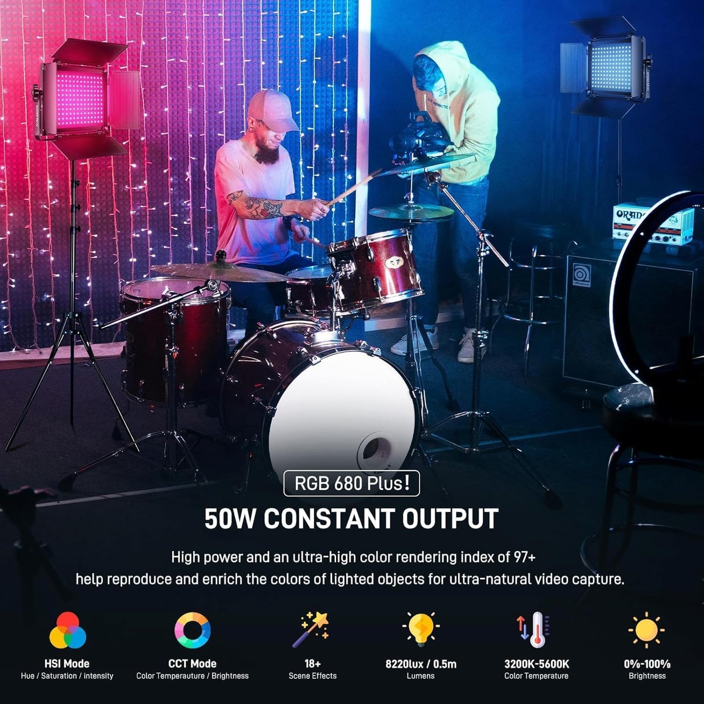 GVM RGB LED Video Light Kit, Dimmable Photography Lighting with APP Control, 680RS 50W 3 Packs Led Panel Light for YouTube Studio, Video Shooting, Gaming, Streaming, Zoom, Broadcasting, Conference
