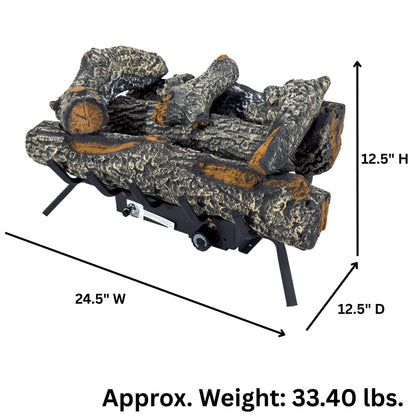 Comfort Glow 24" Vent Free Gas Log Set, Dual Fuel, 30,000 BTU with Adjustable Thermostat Knob, Heats Up to 1,000 Sq Ft Area, Black Forest Logs - GLD2460T