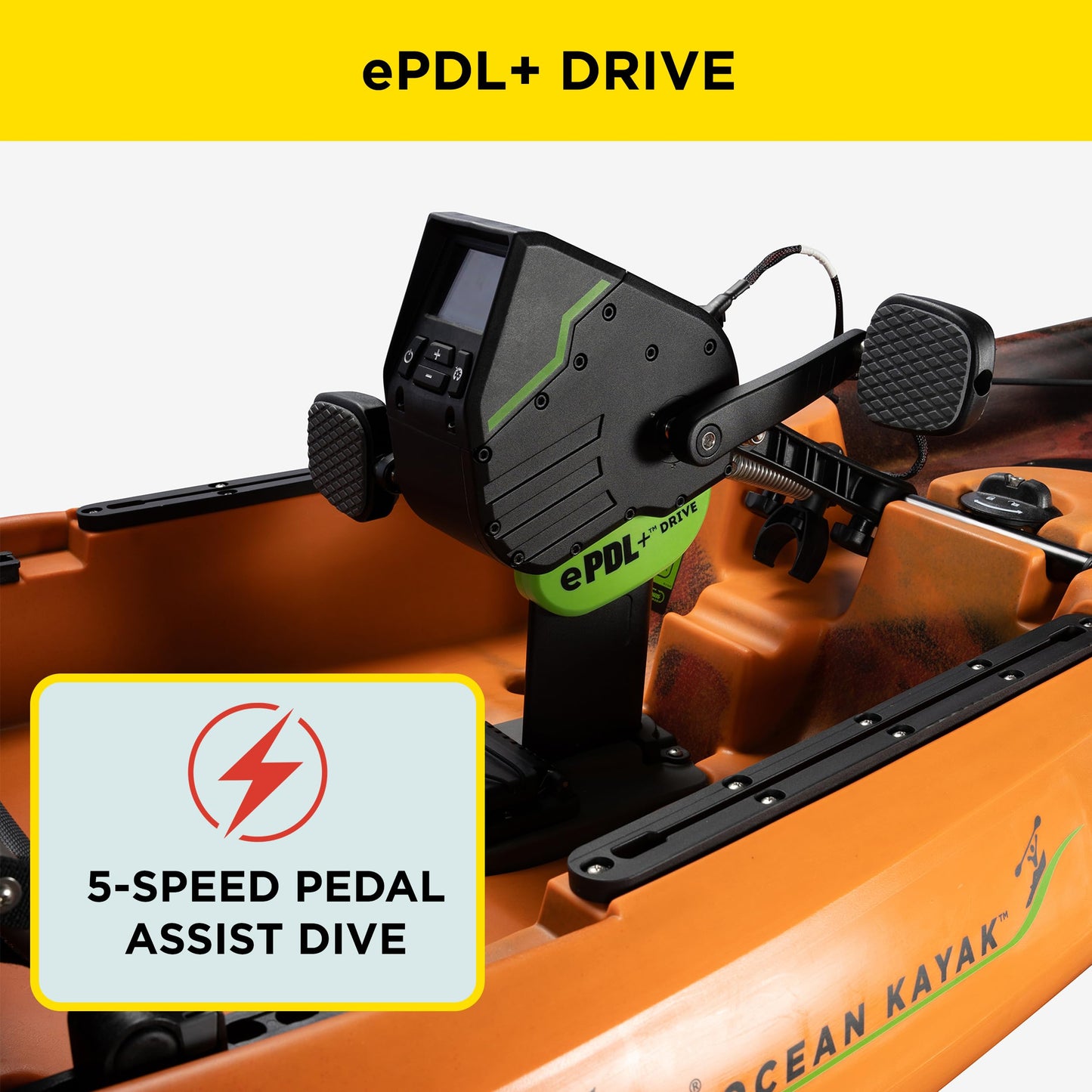 Old Town Ocean Kayak Malibu ePDL+ 120 Solo Sit-on-Top Recreational Pedal & Cruise Control Kayak, 12 ft, Horizon