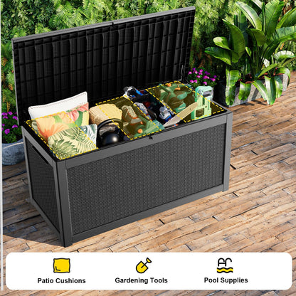 ASKPASS 320 Gallon Outdoor Storage Box,Large Waterproof UV Resistant Deck Box,Lockable Storage Container for Patio Furniture Cushions Garden Tools and Pool Accessories(Black)