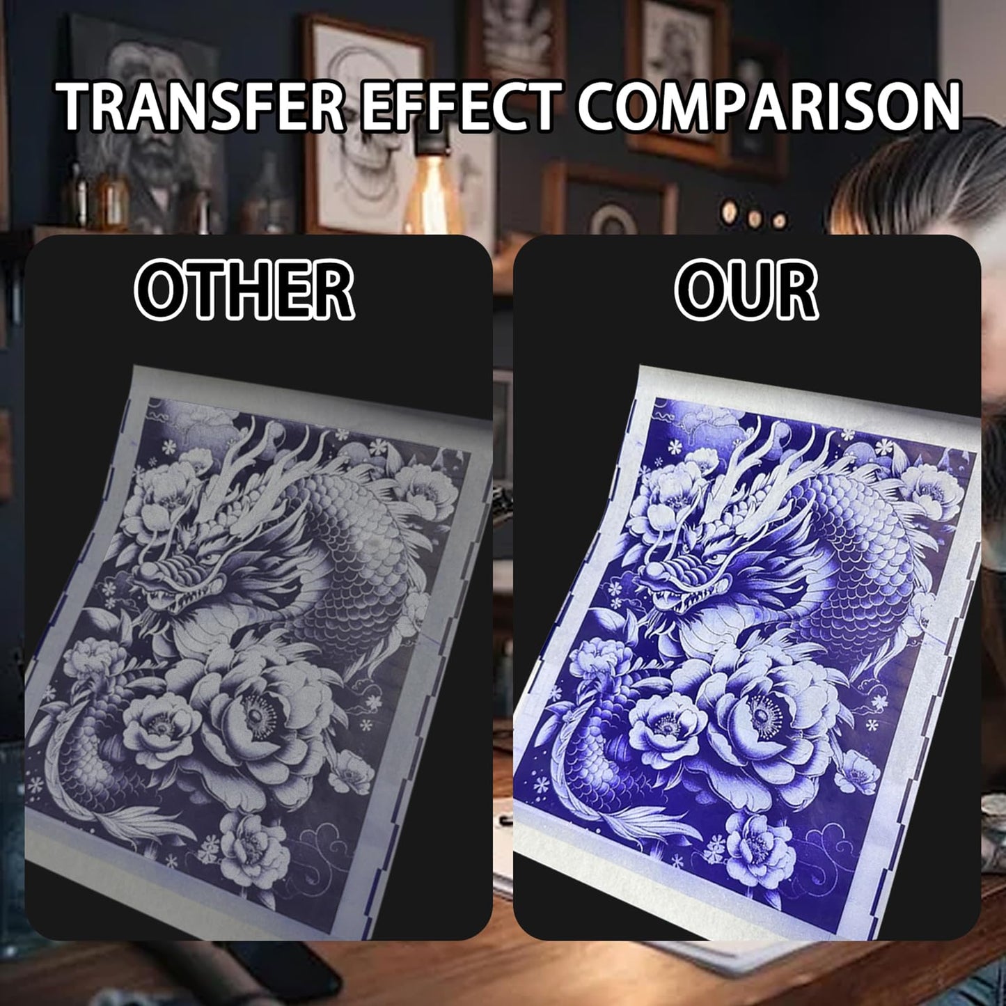 Tattoo Stencil Paper 100 Sheets, A4 4-Layer Thermal Transfer Sheets for Tattooing, Premium Carbon Tracing Supplies