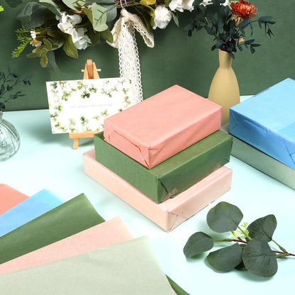120 Sheets Morandi Series Gift Tissue Paper for Gift Bags, 20 x 14 Inch Sage Green Dark Green Cinnamon Light Blue Wrapping Paper for Birthday Wedding Baby Shower Art Crafts Christmas Party Supplies