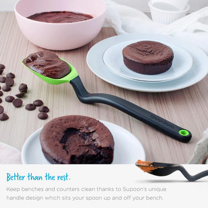 Dreamfarm Supoon Non-Stick Spoon - Sit-Up Silicone Scraping, Serving, Cooking, 11" Green