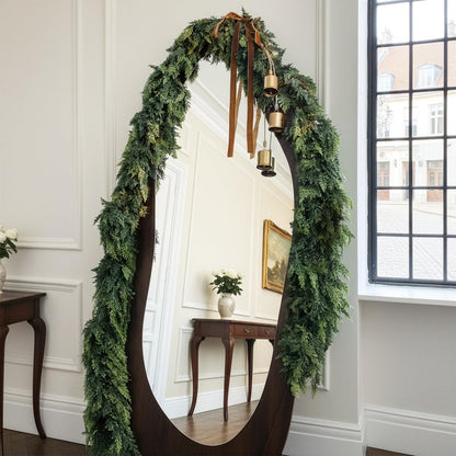 F.ZEGAO 6FT Christmas Cedar Garland Thick & Lush, Real Touch Faux Greenery Christmas Garland for Mantle, Fireplace, Porch, Outdoor & Indoor Holiday Decorations, Not Include Light String (1 Pcs)
