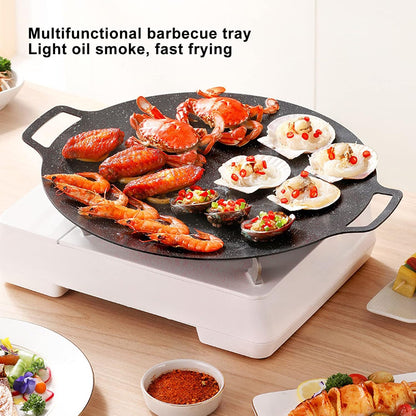Nonstick Grill Pan, Induction Stove Top Grill Plate, Korean BBQ Round Griddle for Home, Outdoor, Camping