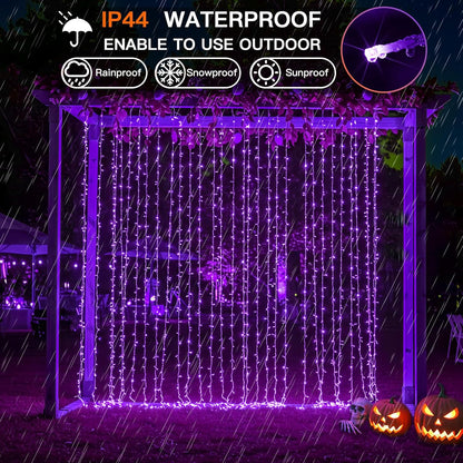 200 6.5ft 6.5ft suddus Color Changing Curtain Lights for Halloween, LED x Hanging String Lights with USB, Curtain Fairy