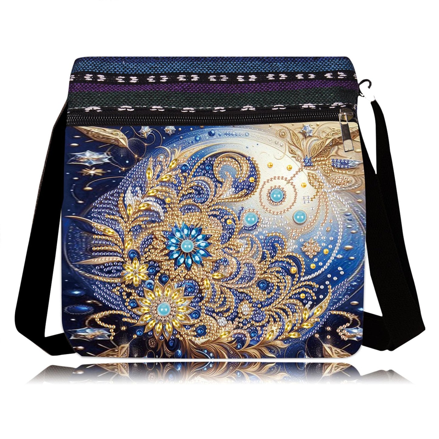 LSQFS 5D Diamond Painting Shoulder Bag, DIY Diamond Art Kits for Adults with Adjustable Strap & Zipper, Artistic Handbag for Women, Perfect for Shopping & Daily Use