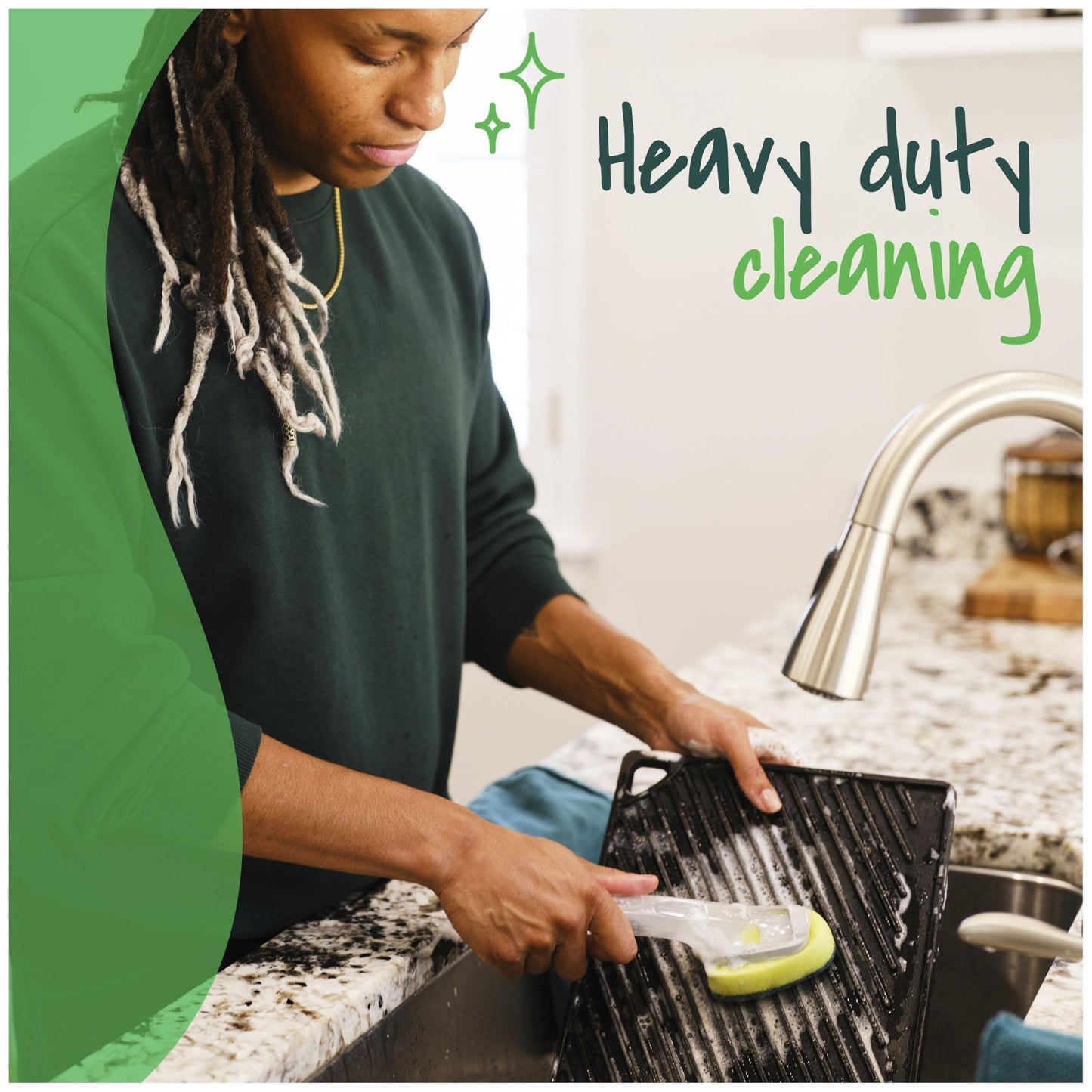 Scotch-Brite Heavy Duty Dishwand Kit, Includes 1 Wand & 7 Refill Pads, Keep Hands Out of the Mess