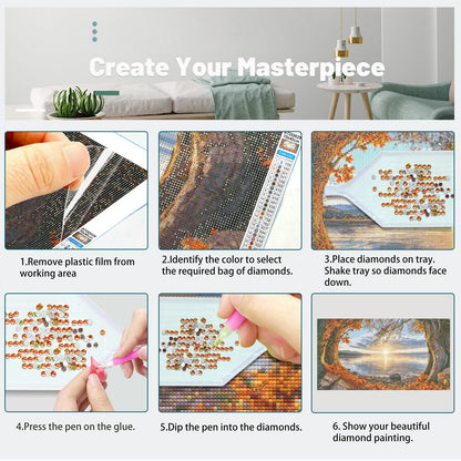 ATDMS Large Diamond Art Kits for Adults - 5D Landscape Diamond Painting Kits for Adults DIY Full Drill Diamond Painting Sunset Lake Gem Art Kits for Home Wall Decor 27.5x15.7 Inch