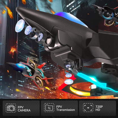 BEZGAR Brushless RC Plane with Camera | 2.4GHZ Remote Control Airplane, 6-axis Gyro Drones for Kids, RC Helicopter, 360°Flip Jet Fighter for Beginners with LED Navigation Lights