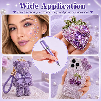 Electric Diamond Art Pen, Wireless Vacuum Diamond Painting Pen with 150° Ergonomic Angled Tip, 2-Level Suction No Wax, Diamond Art Kits for Adults, Quiet & Lightweight Diamond Art Tools (Purple)