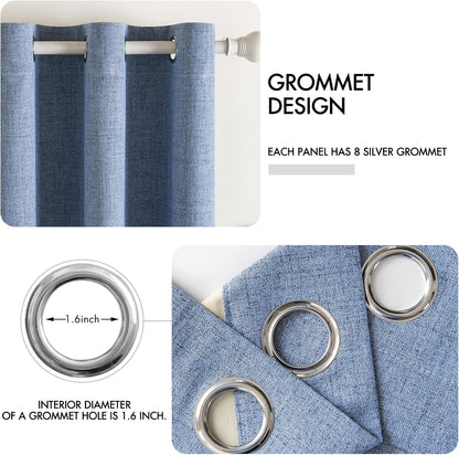 MIULEE Blackout Curtains - 100% Thermal Insulated Linen Texture - Stone Blue | 52x63 Inch (2 Panels)