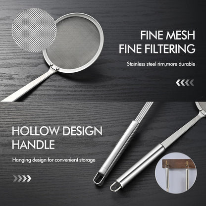 6.14 Inch Oil Spider Strainer Kitchen Cooking Tools With Mesh Filter,Stainless Steel Slotted Skimmer Spoon For Deep Fryer Basket,Strainer For Noodle,Pasta,Donut
