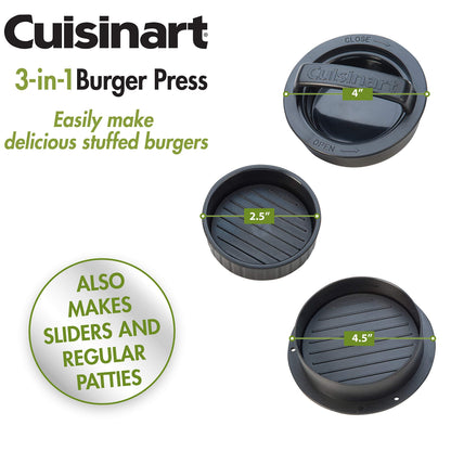 Cuisinart 3-in-1 Stuffed Burger Press, Non-Stick Burger Stuffer Hamburger Patty Maker, Patty Maker Grill Accessory for Outdoor Cooking, BBQ, Tailgates, Camping