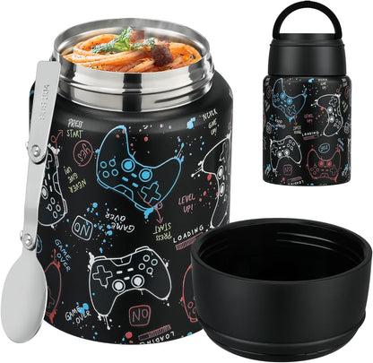 16oz Spoon(3+) Soup Thermo for Hot Food Kids Insulated Food Jar Leakproof Thermo Lunch Container for Kids Wide-Mouth