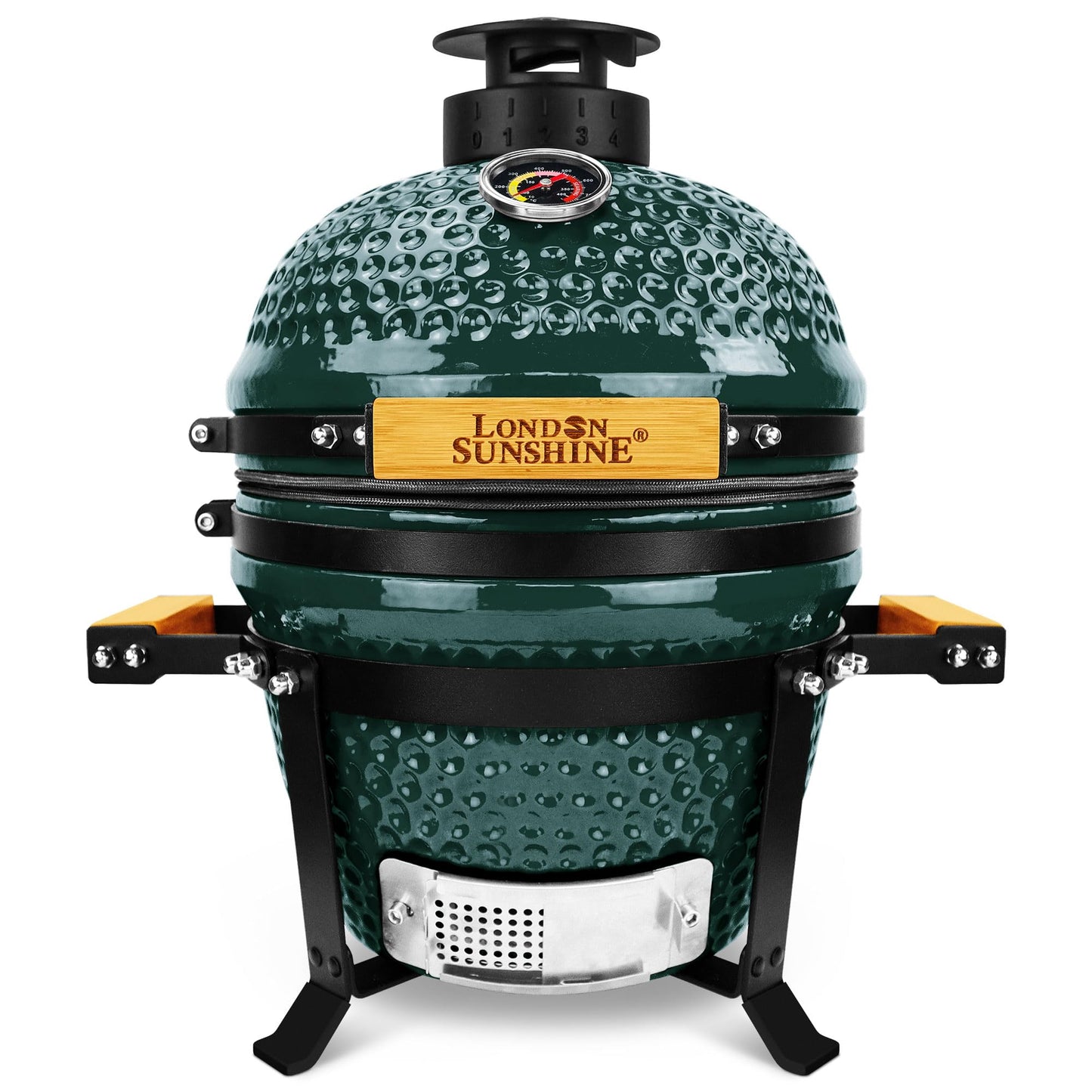 Upgraded 13 inch Ceramic Kamado Grill with Waterproof Air Vent Cap | Portable Tabletop Charcoal BBQ Grill Smoker for Outdoor Cooking, Patio, Camping | Green