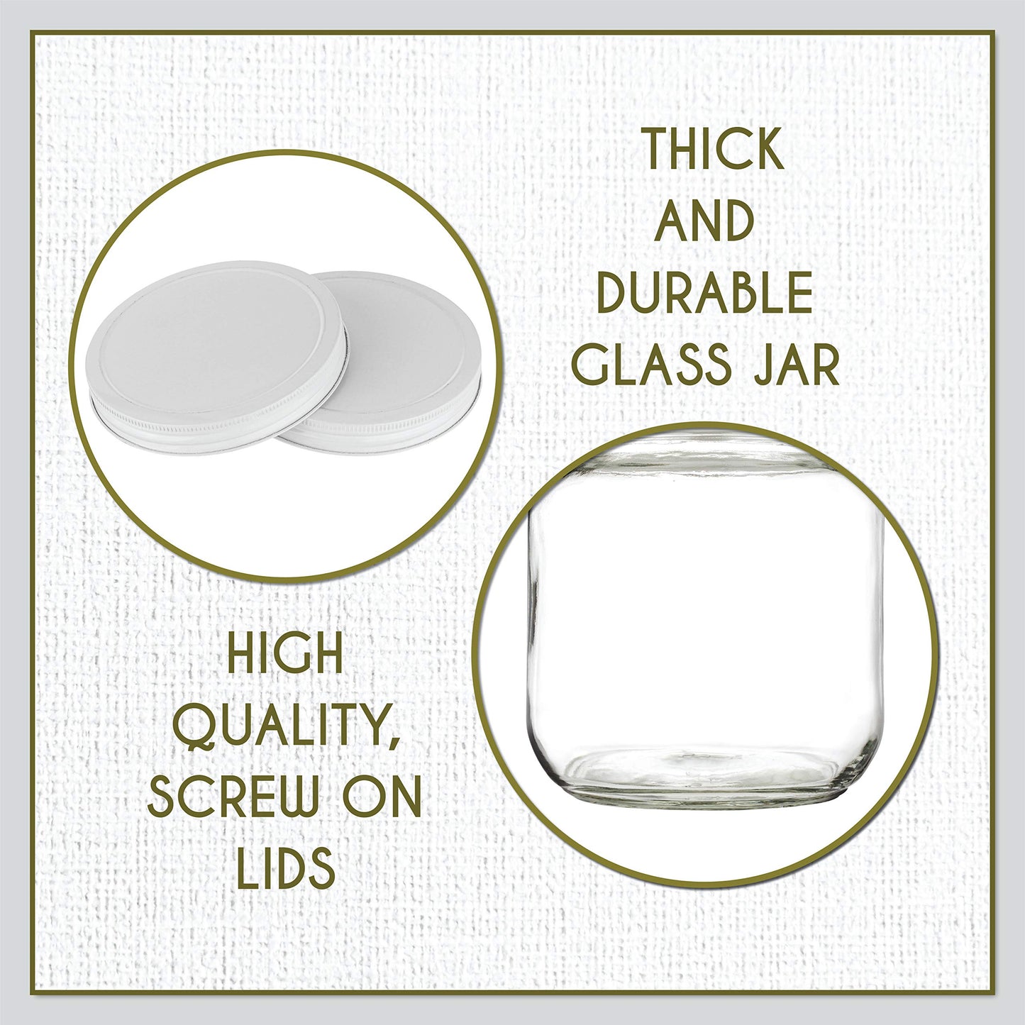 Half Gallon Glass Large Mason Jar Wide Mouth with Airtight Metal Lid - 1/2 Gallon Mason Jars - BPA-Free Glass Jar with Lid - Dishwasher Safe- By Kitchentoolz - Made in USA
