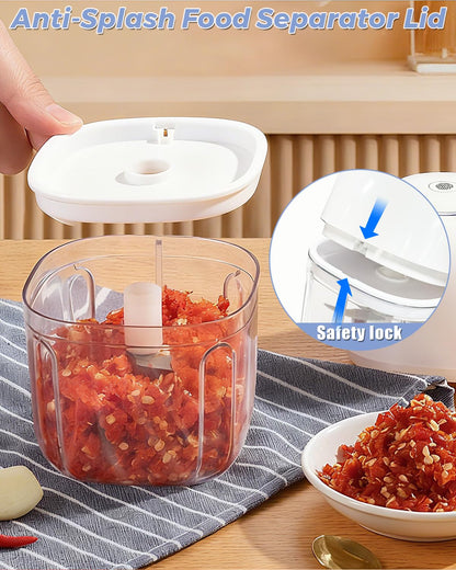 Joyzan Electric Garlic Chopper, 350ML Mini Portable Food Processor Veggie Grinder Small Onion Mincer Cordless Blender Masher USB Rechargeable Cutter 6 Blades Chili Fruit Vegetable Ginger Nuts Spices