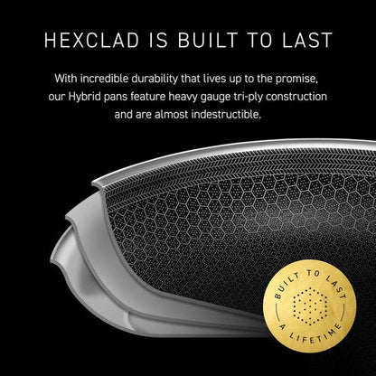 HexClad Hybrid Nonstick 6-Piece Pot Set - Includes 2 Silicone Trivets & Tempered Glass Lids | Induction Ready, Dishwasher Safe