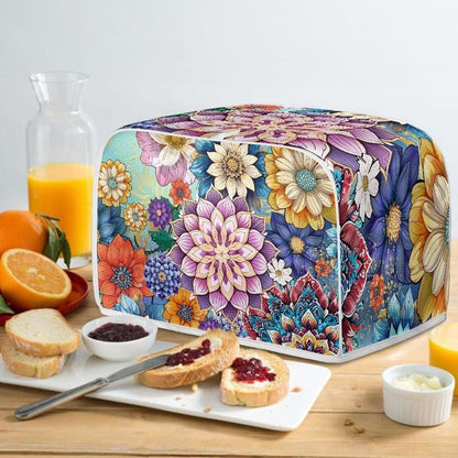 Toaster Covers for Most Standard 2 Slice Toasters, Kitchen Appliance Dust Cover with Mandala Flower Design