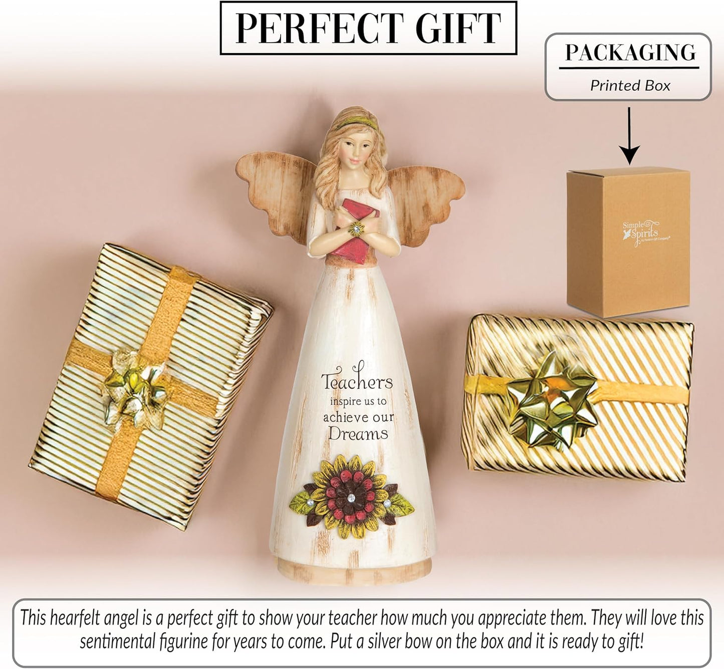 Pavilion Gift Company 03013 Beige Teacher Angel Figurine, 6-Inch