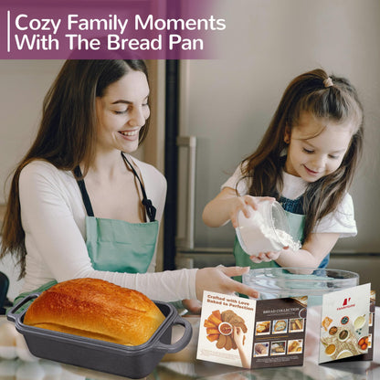 Vanderlume Cast Iron Loaf Pan with Lid 9x5 Inch, 2 in 1 Loaf Pans for Baking Bread, Even Heat Distribution for Sourdough, Homemade Bread