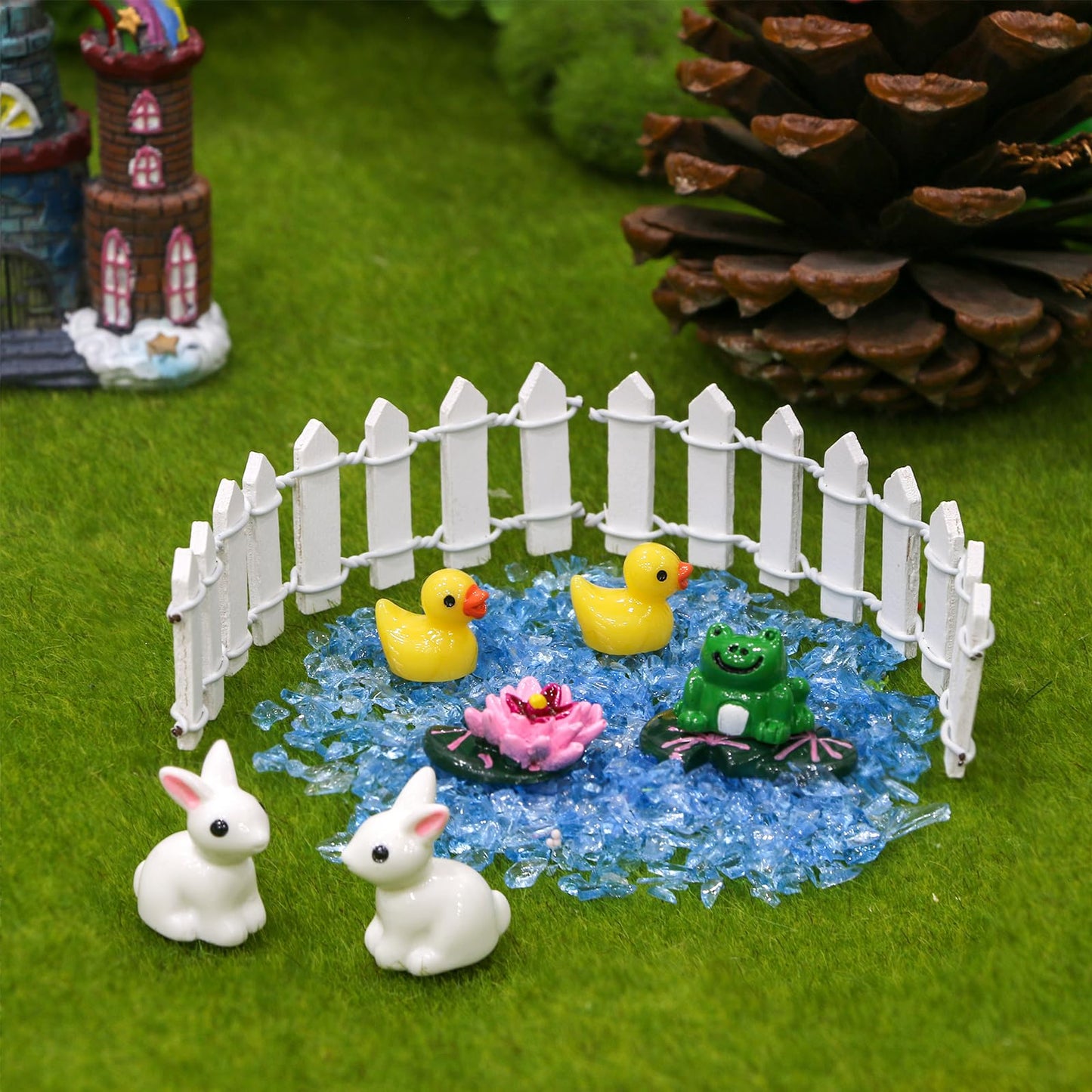 BangBangDa Unicorn Figurines Fairy Garden Accessories - Miniature Unicorn Gift Set Outdoor Garden Decoration – Fairy Figurines Castle Fountain Girl Birthday Gifts (Set of 23)