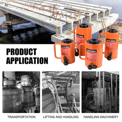 HZLZRZ 30 Ton Hydraulic Cylinder Jack Porta Power Ram 2" Stroke, CP-700B Manual Hydraulic Hand Pump, Hollow Single Acting Lifting Cylinders for Machinery Shipbuilding