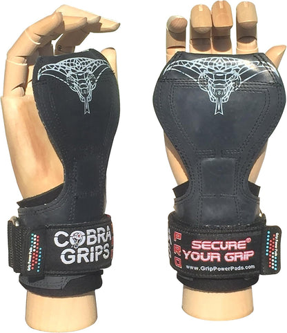 Cobra Grips PRO Weight Lifting Gloves Heavy Duty Straps Alternative Power Lifting Hooks for Deadlifts Wrist Wraps Support Bodybuilding (PRO Model for Men One Size, Black Rubber)