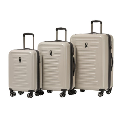 Spyder Rails Expandable Hardside Upright Suitcase with 360 Spinner Wheels, TSA Approved Lock, Oatmeal, 3-Piece Set