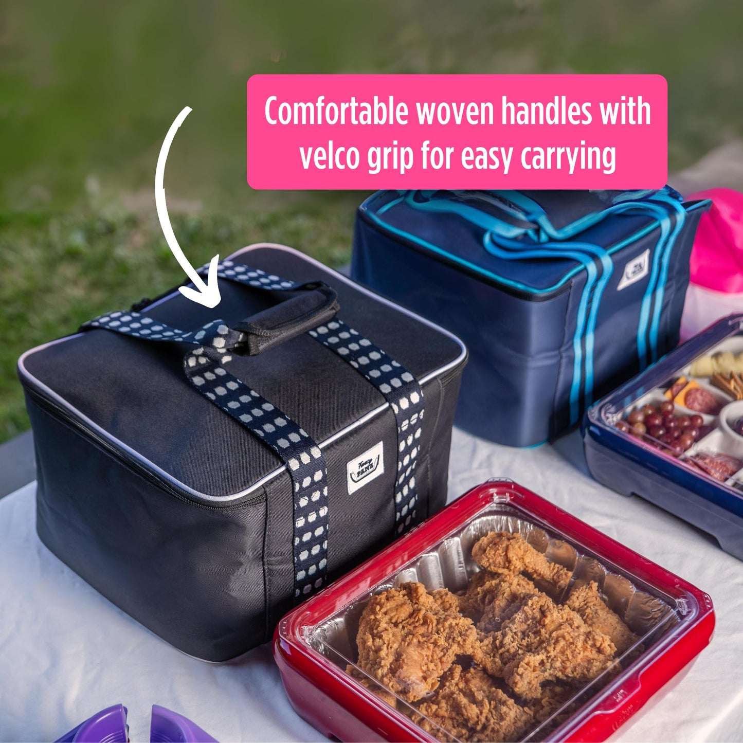 Fancy Panz - Pink Insulated Casserole Carrier Bag - Insulated Thermal Bags for Hot & Cold Food Holds 2 Standard Size Fancy Panz - 2 Pockets - Food Container - Hosting Essentials