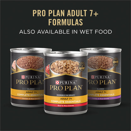 Purina Pro Plan Adult 7 Plus Complete Essentials Shredded Blend Beef and Rice Formula High Protein Dog Food for Senior Dogs - 34 lb. Bag