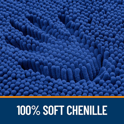 OLANLY U-Shaped Toilet Rug - Extra Soft, Absorbent Chenille Bath Mat | 24x20, Royal Blue, Machine Washable