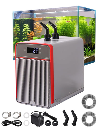 Erfolkerz 1/10 HP Aquarium Chiller– 42gal (160L). for Axolotls, Fish Tanks, hydroponics. Sea & Fresh Water Compatible. Includes Pump, nozzles & Hoops. Ideal for Coral & Shrimp 110V