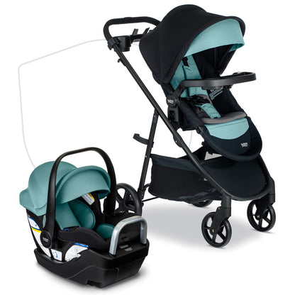 Britax Willow Brook S+ Travel System, Infant Car Seat Stroller Combo With Willow S Infant Car Seat, Alpine Base, and Brook+ Stroller; ClickTight Technology, SafeWash Insert and Cover — Jade Onyx