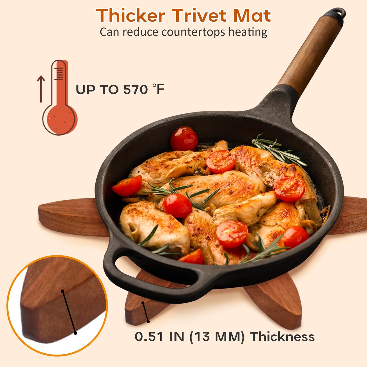 Wooden Trivets for Hot Dishes, Wooden Tree Trivet Set of 4 for Easy Storage - Suited for Hots, Pans/Bowl, Teapot, Hot Holders - Multifunctional Ornaments (Dark - 4 PCs)