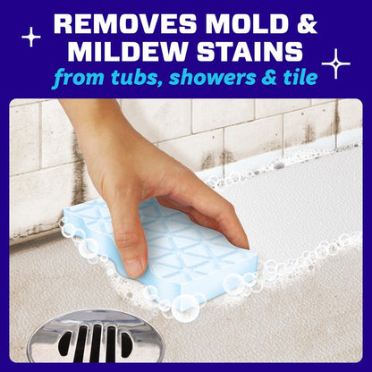 Mr. Clean Magic Eraser Sponge, Bathroom Cleaner, Shower Cleaner, Tub Cleaner, Soap Scum Remover, Bathroom Cleaning Supplies, Dawn Cleaning Power with Febreze Lavender Scent, 2 in 1 Bath, 7ct