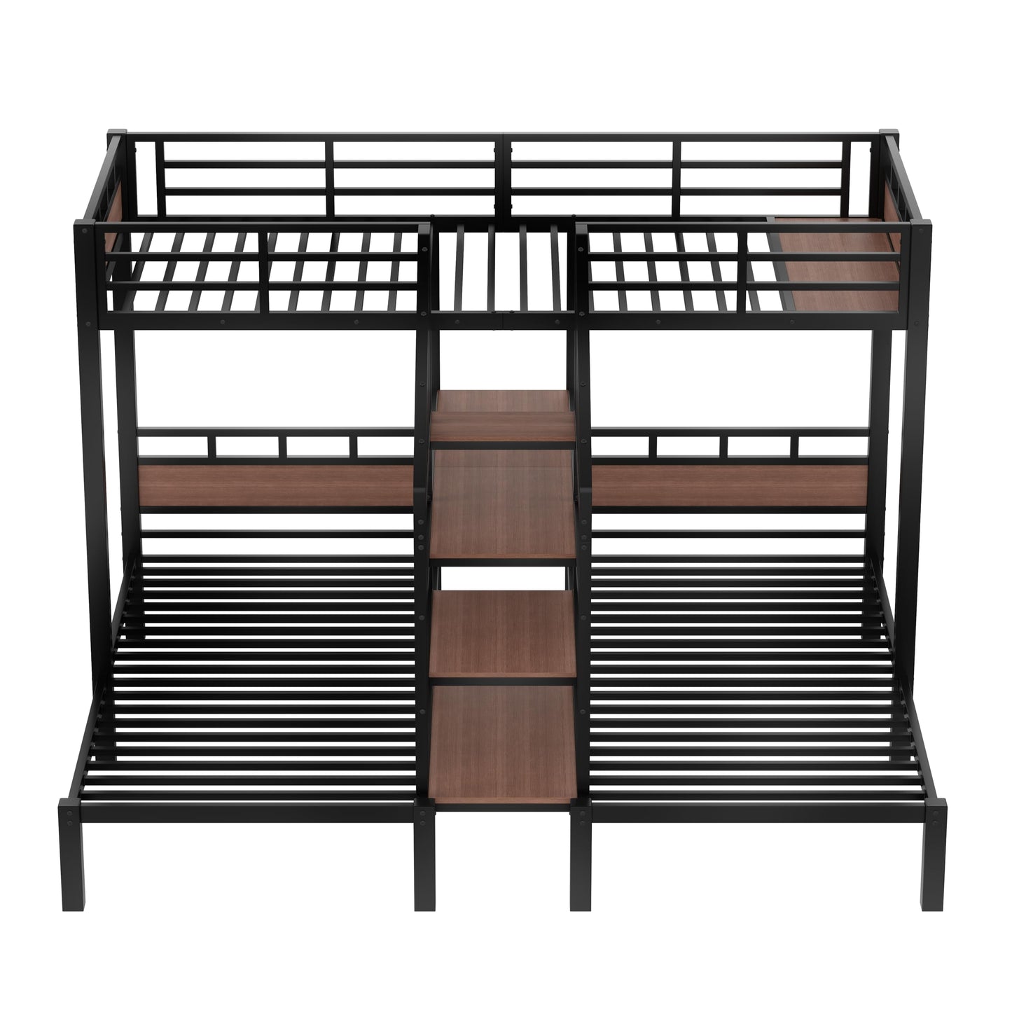 Bellemave Metal Twin Over Twin Over Twin Bunk Beds for 3 Kids, Heavy Duty Triple Bunk Bed Frame with Stairs and Storage Shelf,3 Bed Bunk Beds,Twin Size Triple Bed,Black