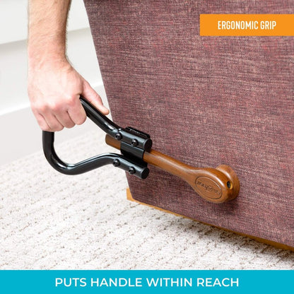 Stander Recliner Lever Extender, Oversized Grip Handle Adapter for Adults, Seniors, and Elderly, Extension Handle with Large Ergonomic Curve Grab Bar, Compatible with Wooden Recliner Handles - Black