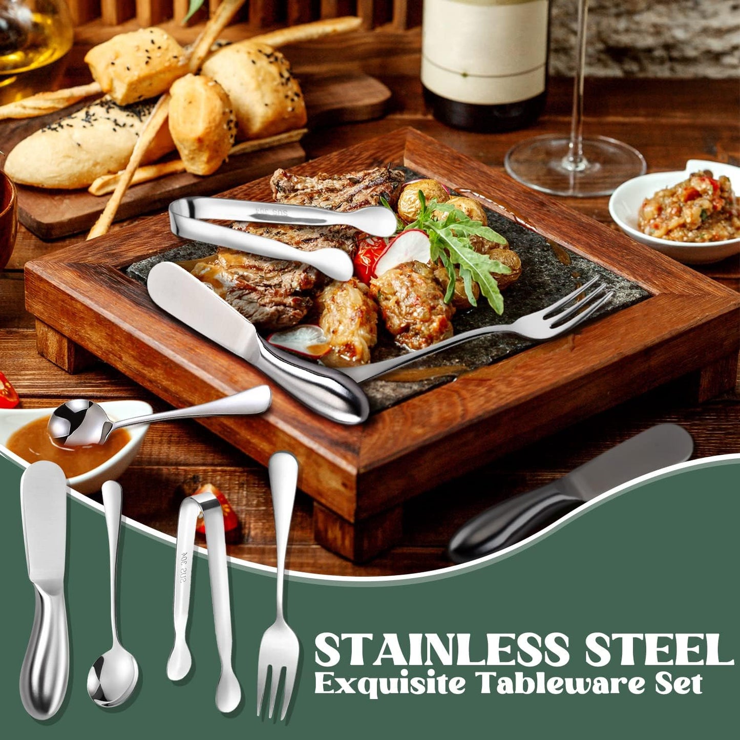 Cheese Butter Spreader Knives Set, 16 Pieces Stainless Steel Multipurpose Butter Knives, Slicer, Tongs, Forks