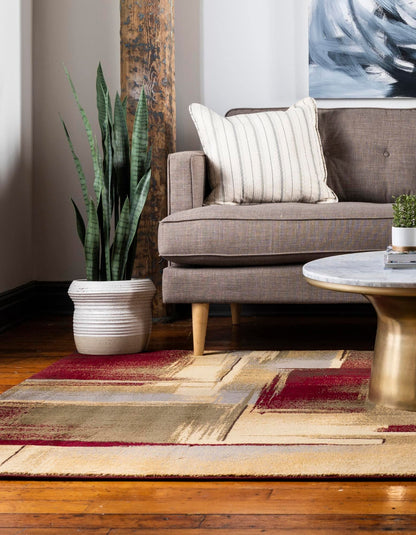 Unique Loom Barista Collection Area Rug - Timor (10' x 14' 1" Rectangle Multi/Red)