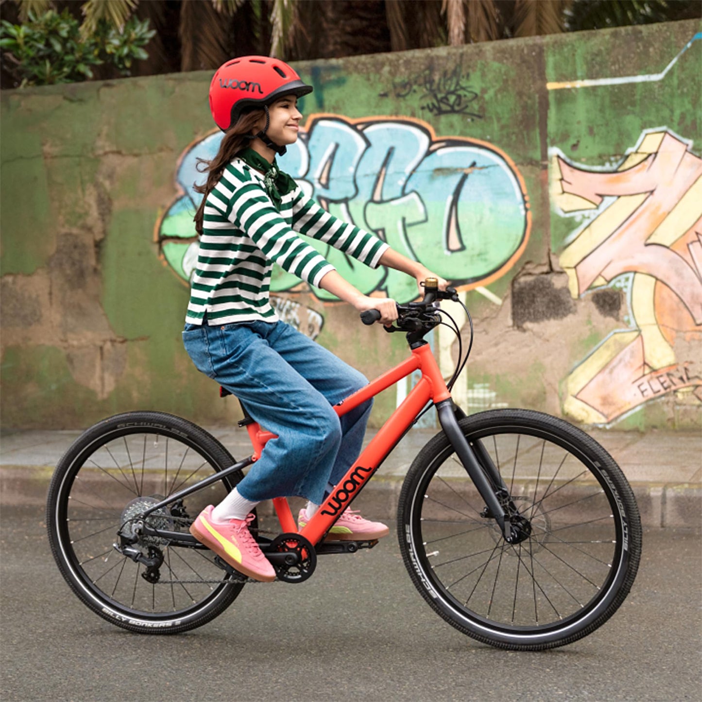 woom Explore 6 Bicycle for Kids & Teens 10 to 14 Years Old, 26-Inch Lightweight 8-Gear Road & Mountain Bike for Boys & Girls - Neon Coral