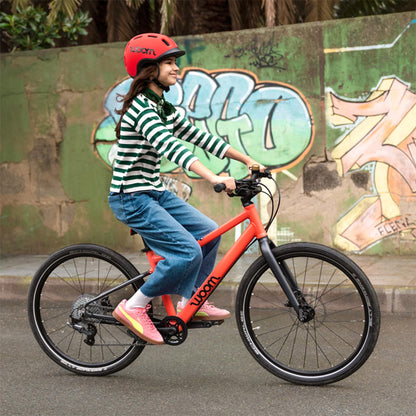 woom Explore 6 Bicycle for Kids & Teens 10 to 14 Years Old, 26-Inch Lightweight 8-Gear Road & Mountain Bike for Boys & Girls - Neon Coral