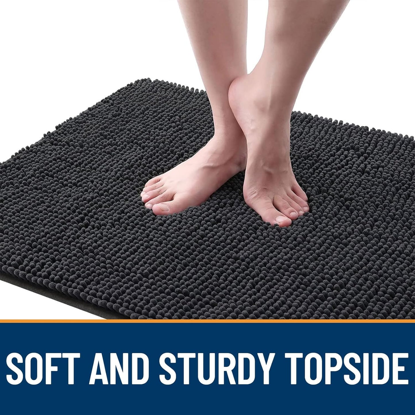 OLANLY Dog Door Mat - Absorbent Non-Slip Chenille Doormat for Muddy Paws | 30x17 Dark Grey