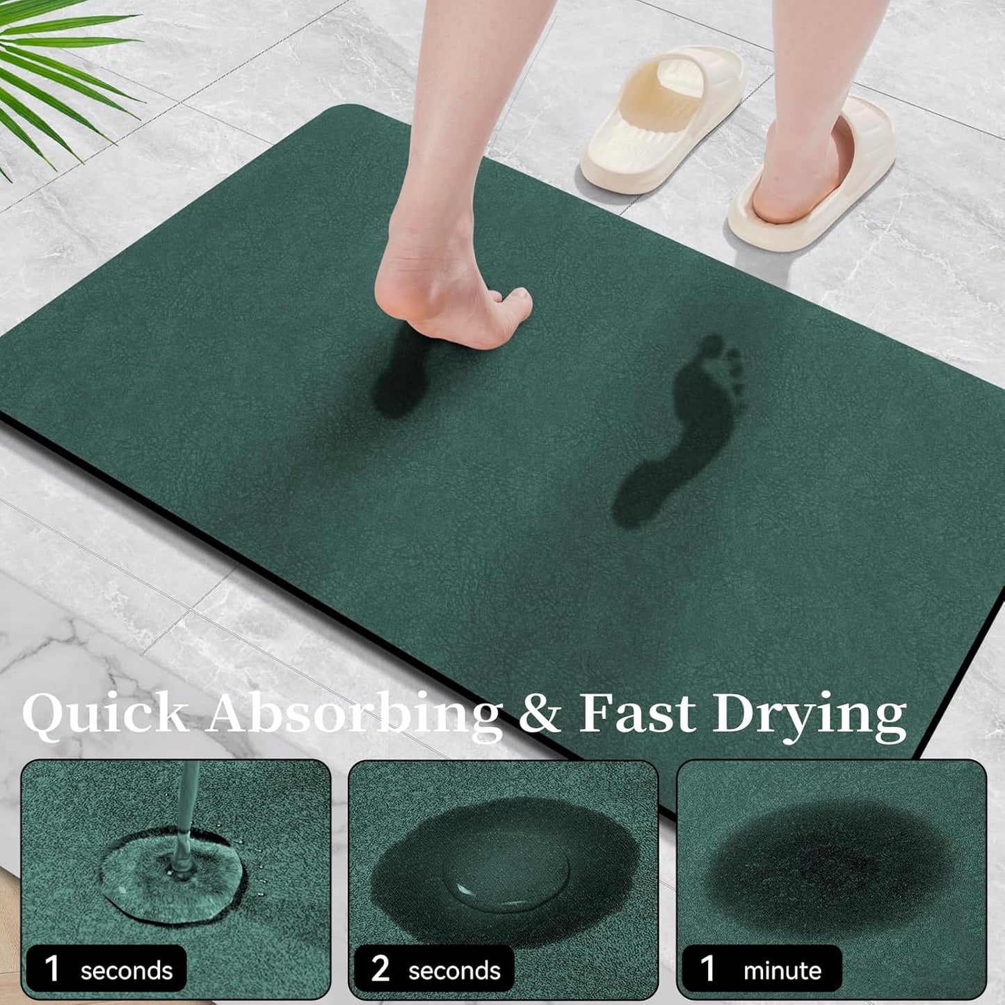 Bath Mat Rugs 24x17 - Diatomaceous Earth Quick Dry Absorbing Non Slip Thin Bathroom Mat for Bathroom Floor