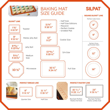 Silpat The Original Premium Non-Stick Silicone Baking Mat, Gridded Half Sheet Size, 11-5/8 x 16-1/2